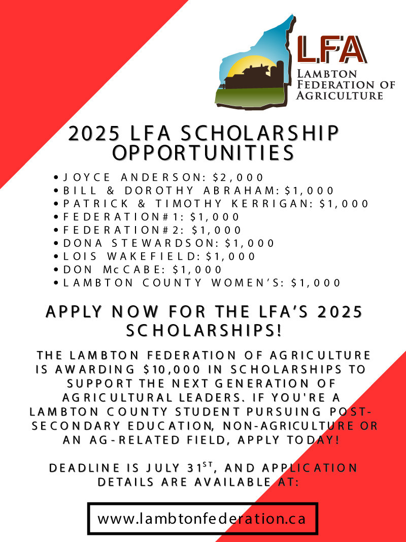 Happy July! 
ICYMI, we are offering scholarships again this year.
Thank-you to all who have applied so far.
A reminder that this year, our deadline for applications is now July 31, so get yours in today at: lambtonfederation.ca/scholarships/