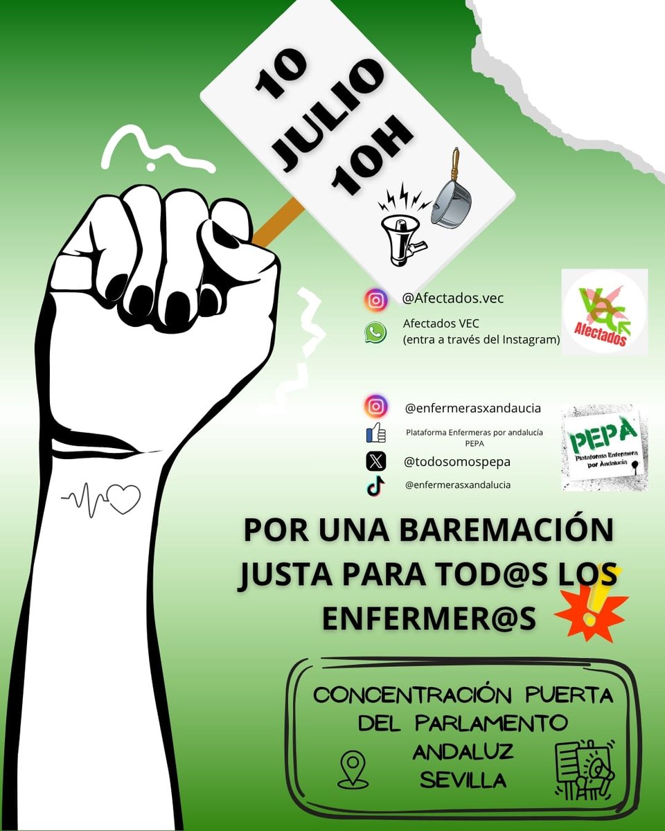 todosomospepa's tweet photo. ¡POR UNA BAREMACIÓN JUSTA PARA TODAS LAS ENFERMERAS.!
CONCENTRACIÓN en la puerta del Parlamento Andaluz.
Síguenos por Instagram:
https://t.co/5GyR83wUyU
https://t.co/bwFPI2S0Xg
https://t.co/uD6LWjos96
#SASescuchaya #baremo #SAS #baremoSAS #Elbaremonosetoca #Enfermeriaenpie https://t.co/C3uT4Z8lji
