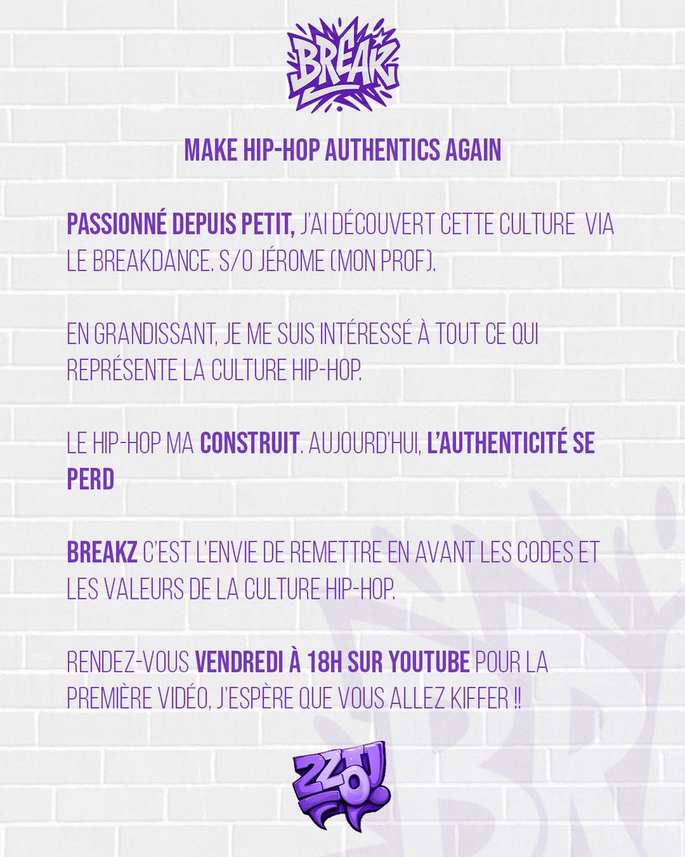 breakzonline's tweet photo. MAKE HIP-HOP AUTHENTICS AGAIN

1st vidéo vendredi !

J’espère que vous allez kiffer 💜

Faites pétez le post en brrrrrrrr https://t.co/y4fWRaa8TL