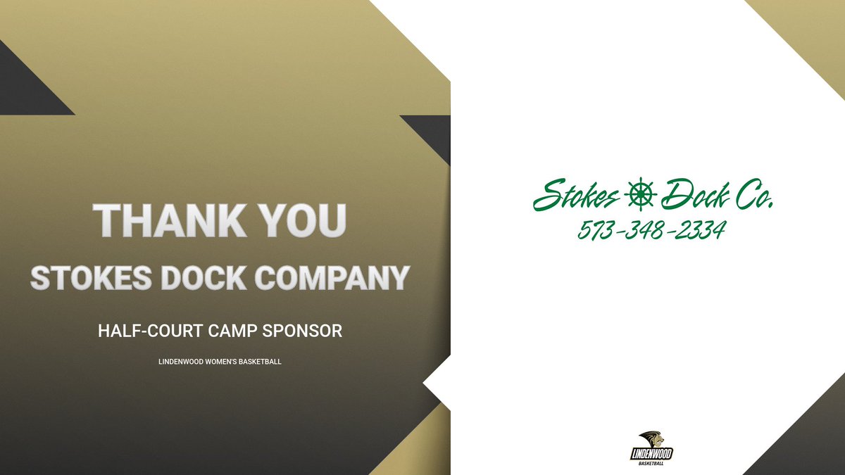 Lindenwood Women’s Basketball (@lindenwoodwbb) on Twitter photo A BIG Thank you to our Half-Court Camp Sponsor <a href="/StokesDockCo/">Stokes Dock Co. Inc.</a> We appreciate your support🖤💛🦁🏀 A BIG Thank you to our Half-Court Camp Sponsor <a href="/StokesDockCo/">Stokes Dock Co. Inc.</a> We appreciate your support🖤💛🦁🏀