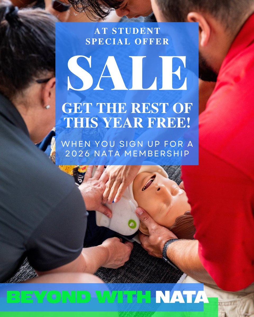 🚨 Not an NATA student member? Sign up for a 2026 student membership today, and get the remainder of 2025 FREE! This means immediate access to all NATA benefits, including our mentorship program, access to clinical immersion experiences, membership perks like gym and rental car