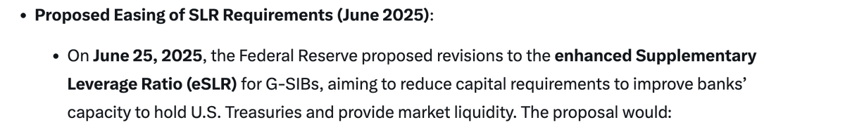 This development in banking regulation (easing leverage ratios for banks to buy more treasuries) is a sign imo that the LT rate surprise/shock scenario is something that US treasury thinks is likely and so they are prepping financial system for it
