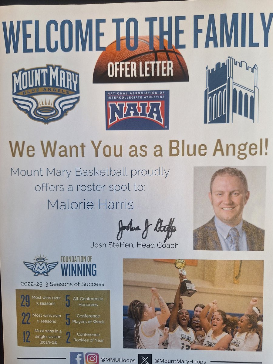 itsmal_12's tweet photo. After a great call with Mount Mary, I am excited to announce I have received an offer! Thank you Coach Steffen for this opportunity! https://t.co/3y33M8r8Ts