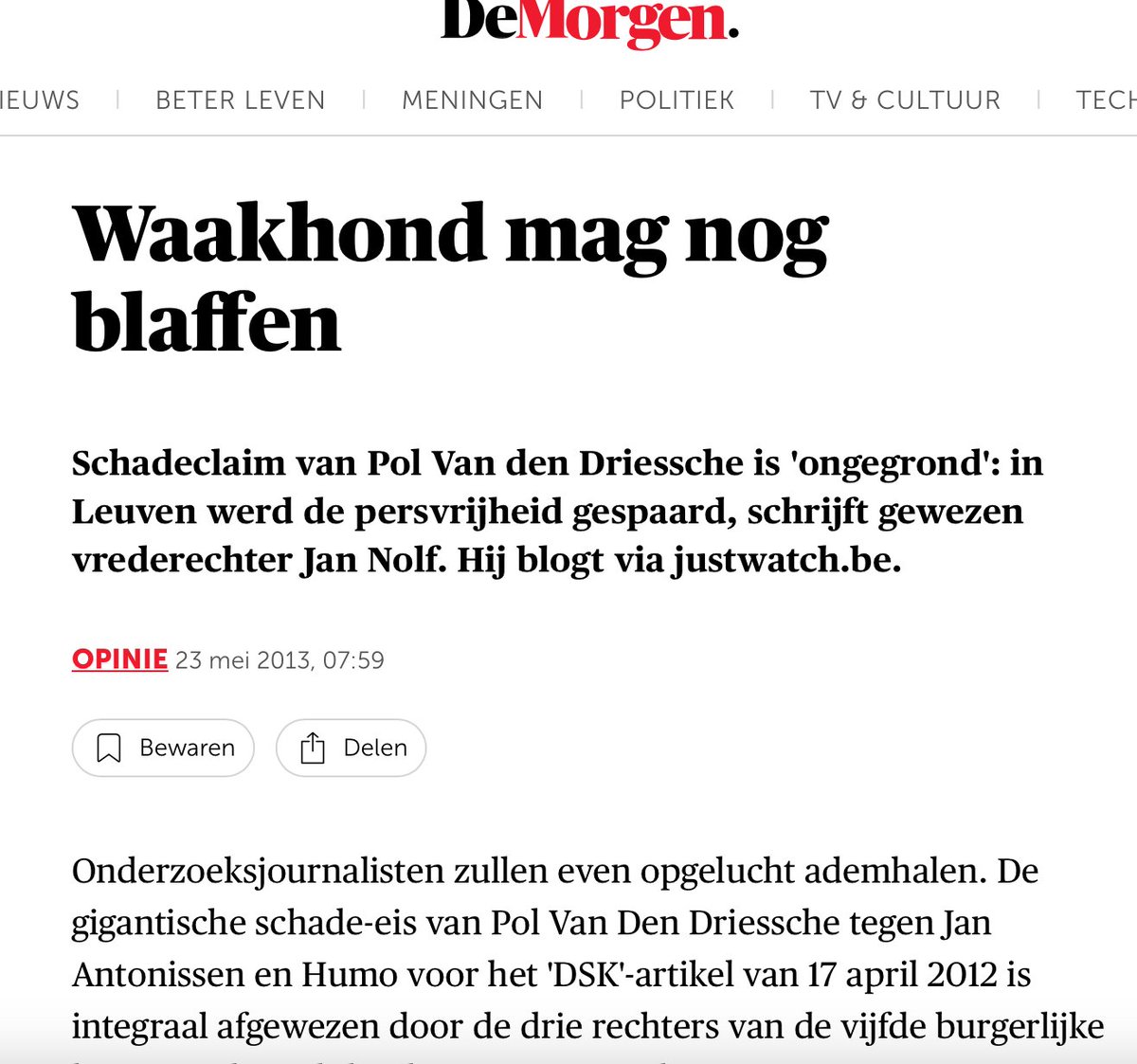 Vandaag Europese dag tegen SLAPP's. Een v/d historische Vlaamse SLAPPers: PVDD, de huidige woordvoerder van minister <a href="/JanJambon/">Jan Jambon</a> . Vandaag stuurde hij parlementslid <a href="/VincentVQ/">Vincent Van Quickenborne</a>  uit een persconferentie weg: Trumpeaanse methodes  vrt.be/vrtnws/nl/2025…  cc <a href="/janantonissen/">jan antonissen</a> <a href="/Humo/">humo</a>