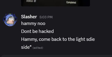 SlasherTwitch's tweet photo. @Melodic_Hammond Come back to us Hammy!

Return to the lightside! https://t.co/LiweSRQhh3