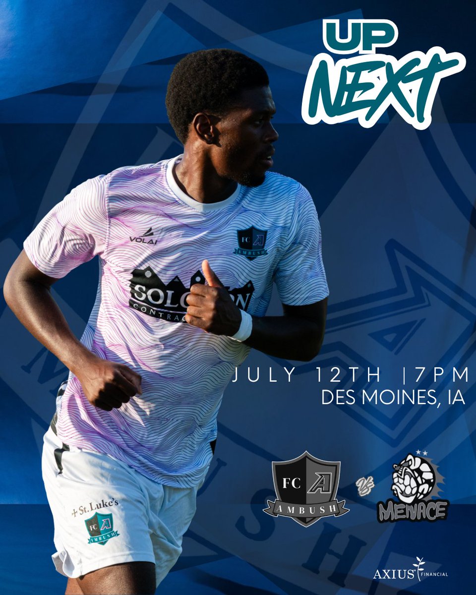 📢 FINAL MATCH OF THE SEASON 📢
Let’s ride one more time, Ambush Nation!

🗓️ July 12
🆚 Des Moines Menace
📍 Valley Stadium
🕖 Kickoff: 7:00 PM

Let’s finish our inaugural season with a statement! 💪

#FCAmbush #WeAreAmbush #FinalMatch #USLLeagueTwo #AmbushOnTheRoad #OneMoreToGo