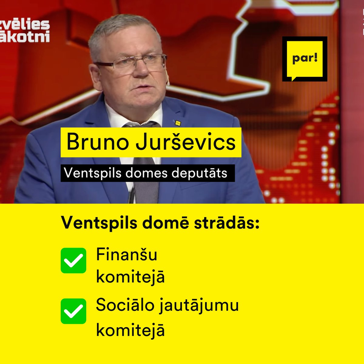 Darbam Ventspils domē ievēlēts Kustības “Par!” biedrs Bruno Jurševics. B. Jurševics Ventspils domē ievēlēts darbam divās domes komitejās:
✅Finanšu komitejā
✅Sociālo jautājumu komitejā. 

Pievienojies ”Par!” nodaļai Ventspilī un strādāsim kopā! Raksti uz mes@kustibapar.lv