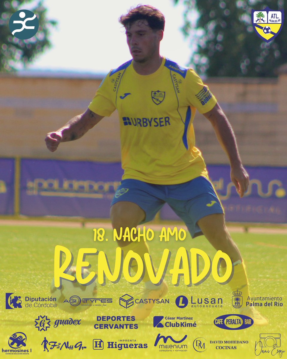 ⚽️💛💙 Fútbol | ¡Nuevo renovado en el <a href="/AtcoPalmadelRio/">Atl. Palma del Río CF</a> , turno de #NachoAmo !

🛡️ El lateral izquierdo seguirá un año más tras su brillante paso por el equipo amarillo. Muy polivalente, y habiendo jugado en ambos laterales, es una pieza 🔝 para #FranSedano

#palmadeporte