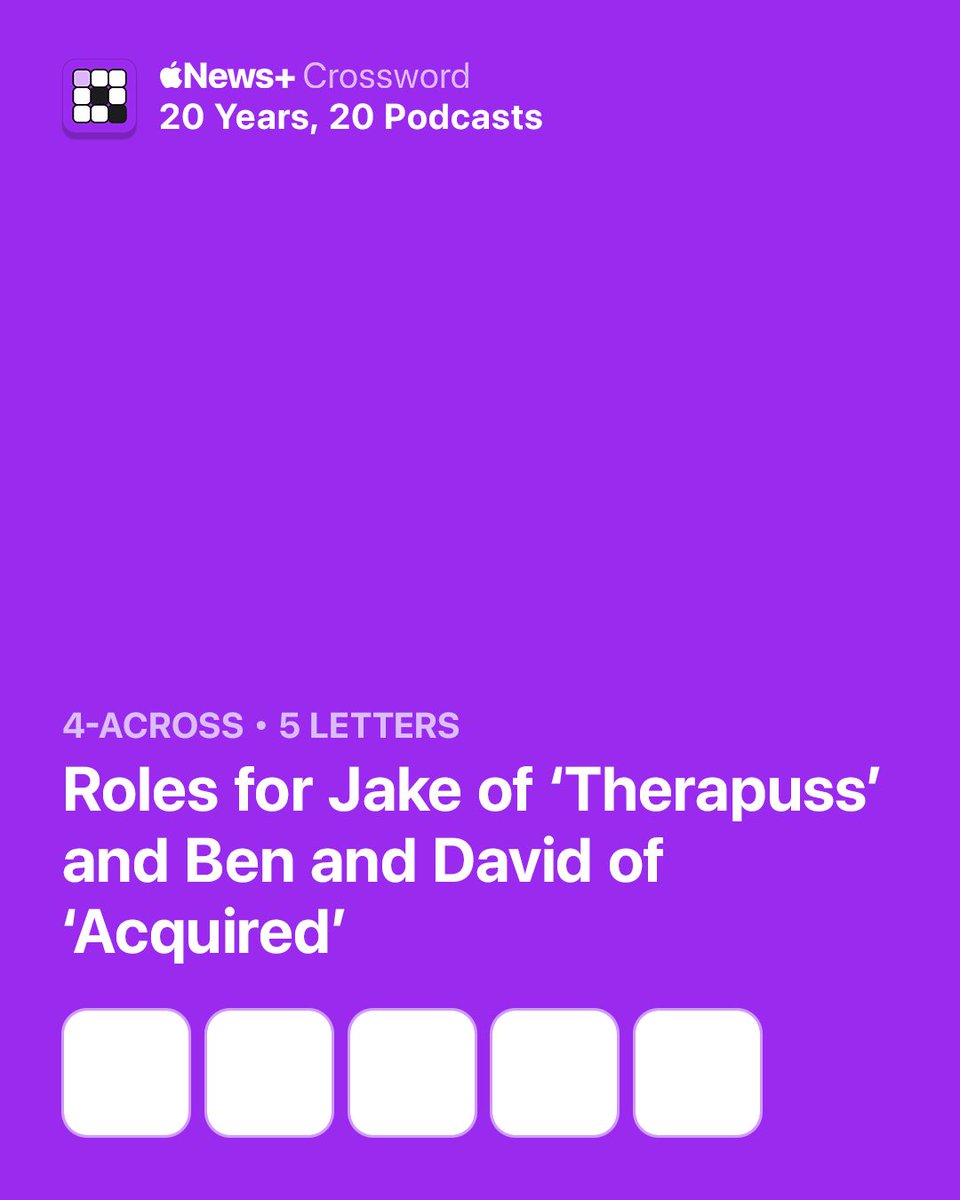 If y__ love podcasts, you might rec__nize some names in _oday's <a href="/AppleNews/">Apple News</a> cross____. 👀

#ApplePodcasts20
