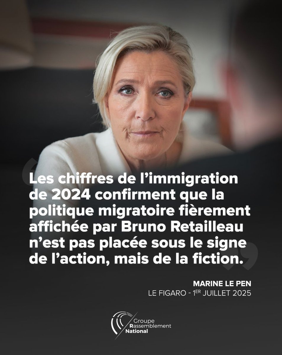 Groupe Rassemblement National (@groupern_off) on Twitter photo 📊 Les données sur l’immigration en 2024 parlent d’elles-mêmes : derrière les grands discours de Bruno Retailleau, aucune mesure sérieuse. <a href="/MLP_officiel/">Marine Le Pen</a> le souligne : assez des promesses creuses. Il faut des décisions concrètes pour protéger notre pays. 📊 Les données sur l’immigration en 2024 parlent d’elles-mêmes : derrière les grands discours de Bruno Retailleau, aucune mesure sérieuse. <a href="/MLP_officiel/">Marine Le Pen</a> le souligne : assez des promesses creuses. Il faut des décisions concrètes pour protéger notre pays.