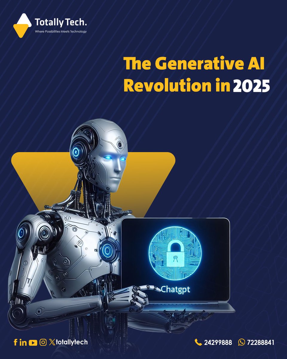 totallytech_co's tweet photo. 2025 is witnessing an explosive rise in generative AI — not just text anymore, but images, audio, and full-blown videos.
These models are now smart enough to understand complex contexts and generate human-like content, opening new doors in digital marketing, gaming, https://t.co/hGmVKrtmFZ