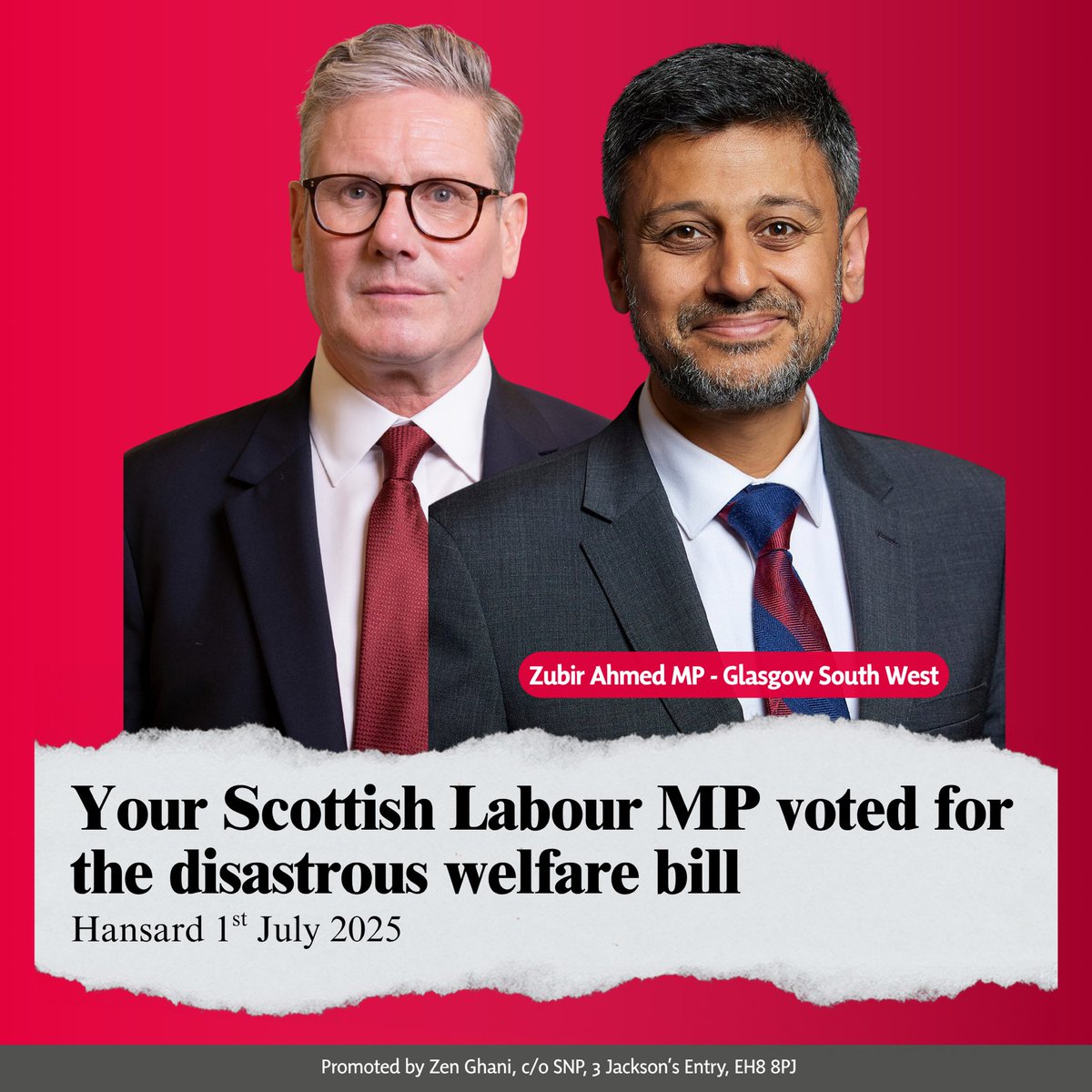 Scottish Labour MPs voted to put disabled people into poverty. 

Anas Sarwar has supported them all the way. If he can’t stand up to Keir Starmer, then how can we expect Scottish Labour to stand up for the people of Scotland. 

Only <a href="/theSNP/">The SNP</a> can be trusted with Scotland’s future!