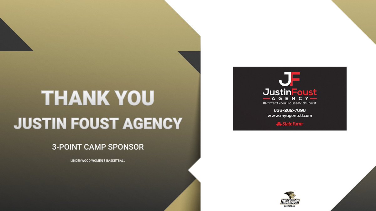 Lindenwood Women’s Basketball (@lindenwoodwbb) on Twitter photo A BIG Thank you to our 3-Point Camp Sponsor <a href="/JustinFoustSF/">JustinFoustStateFarm</a>
We appreciate your support🖤💛🦁🏀 A BIG Thank you to our 3-Point Camp Sponsor <a href="/JustinFoustSF/">JustinFoustStateFarm</a>
We appreciate your support🖤💛🦁🏀