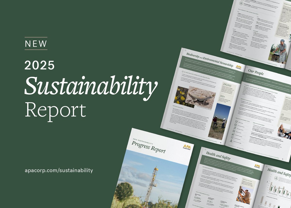 Apache's 2025 Sustainability Report highlights progress in reducing emissions, protecting biodiversity, and supporting communities across its areas of operations.
Read the full report here: apacorp.com/sustainability #APASR25 #Sustainability #SustainabilityReport #APASustainability