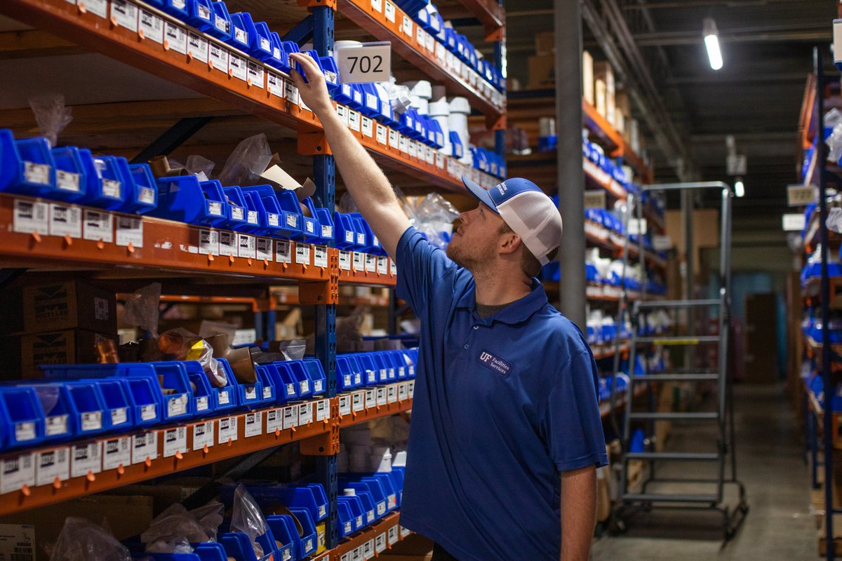 UFFacilities's tweet image. Ever wonder what keeps UF running behind the scenes? Besides our incredible crew of course😉—its Central Stores, our very own hub for everything our pros need to keep campus running.
From hardware to safety equipment, Central Stores helps us get the job done. #UFWorksBecauseWeDo