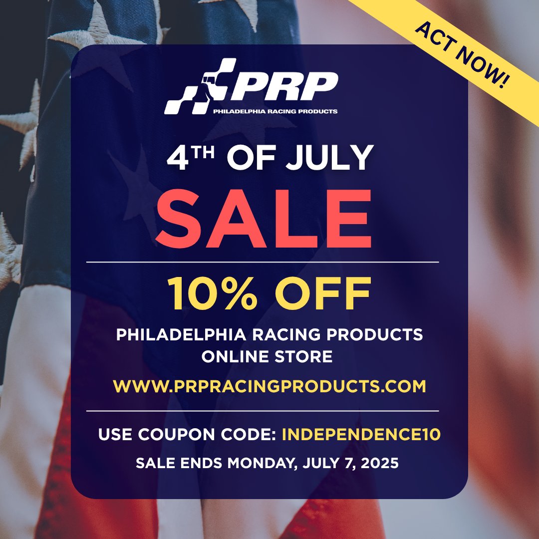 prpracing's tweet image. 4th of July Sale 🎉
Enjoy 10% Off on Us—There's Still Time to Save!  

🇺🇸Celebrating #AmericanMade craftsmanship and 30+ years in the #racing industry 🏁

Use code: INDEPENDENCE10
Sale ends: July 7, 2025
Shop now → prpracingproducts.com