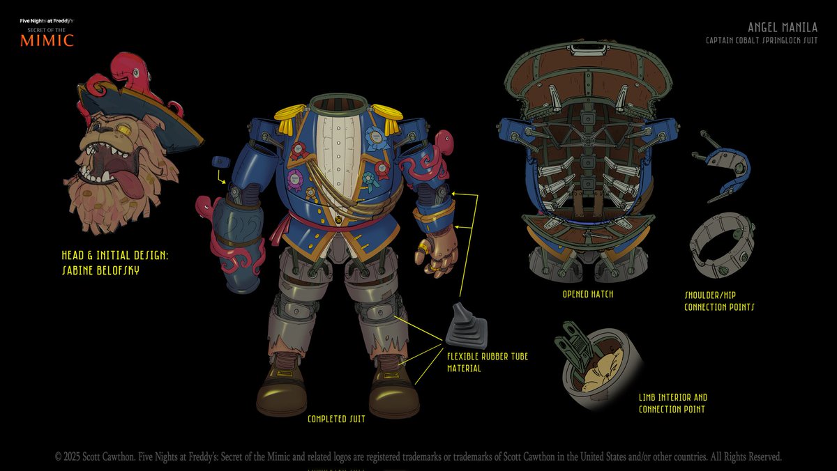 AngelManilaArt's tweet image. Springlock suits! Was fun and challenging to redesign something so iconic to the series. #FNAF #SecretoftheMimic #conceptart #visualdevelopment