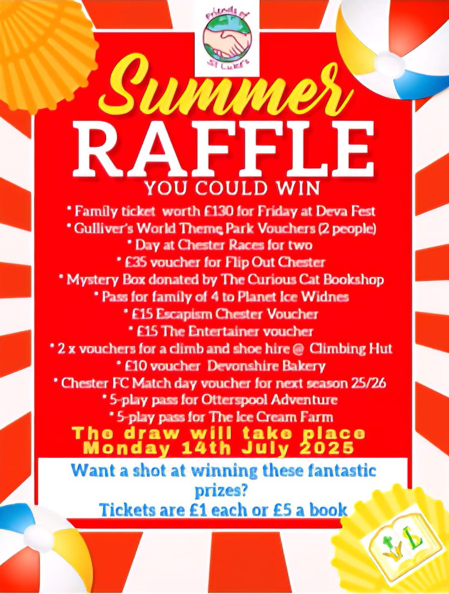 Don't forget to return any raffle money, stubs, and unused tickets to the school office before Friday 11th July <a href="/stlukesfrodsham/">Frodsham St. Luke's Catholic Primary School</a>