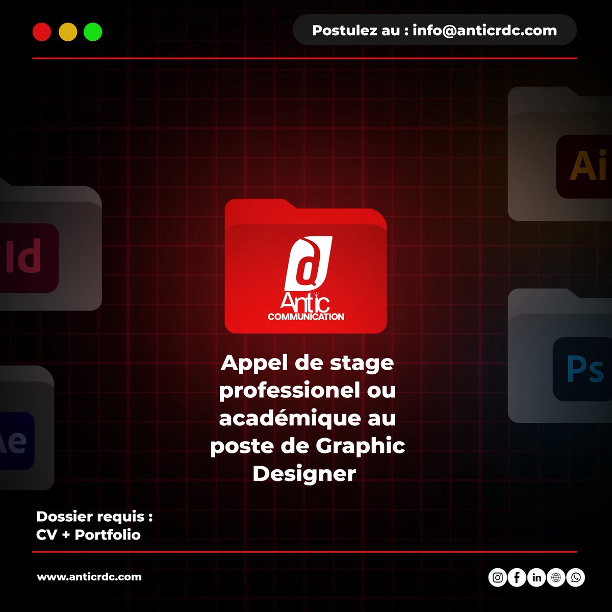 antic_comm's tweet photo. AVIS DE TEMPÊTE DANS NOTRE AGENCE ! 

Nos deux super-héros du design graphique… sont tombés malades 😷(Quand on vous dit de dormir sous moustiquaire, ce n’est pas un conseil c’est pour votre bien… mais bon, ils ont voulu faire les warriors 💪😅 Résultat ? K.O.)

Du coup, Antic Communication lance une mission spéciale : 
On cherche 2 designers graphiques en stage pour sauver nos visuels, maintenir la créativité en vie… faire la guerre au vide sur nos publications et de nos clients ! 

Ton profil :
- Tu maîtrises Photoshop et Illustrator comme un chef
- Tu es créatif, rapide, et un peu fou (dans le bon sens hein)
- Tu veux apprendre, progresser, et briller (pas que sur Behance)
- Tu n’as pas peur des deadlines ni des fichiers PSD qui pèsent 2 Go

Ce qu’on t’offre :
- Un stage créatif, formateur et fun
- Une vraie immersion dans notre univers digital
- Un certificat de fin de stage à afficher fièrement sur ton CV
- Et qui sait… une petite motivation à la clé si Dieu touche notre budget 🙏😂

Tu es motivé, dispo, prêt à montrer ton talent au monde ? 

Envoie ton portfolio ou quelques réalisations + une petite présentation à notre équipe. Et surtout, pas besoin d'attendre que le palu t'attrape pour bouger.

Postule maintenant sur 👇🏾
Info@anticrdc.com 
Date limite samedi 5 juillet 2025 à 14h00