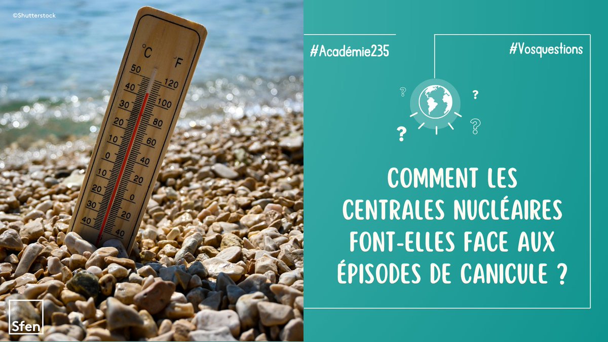 SFENorg's tweet image. [#Académie235] Comment les centrales nucléaires font-elles face aux épisodes de canicule ? 
🌡️ Les températures élevés ne posent aucun problème de sûreté, mais des réglementations strictes (ASNR &amp;amp; agences de l&apos;eau) encadrent les rejets thermiques. 
📷Des dérogations possibles…