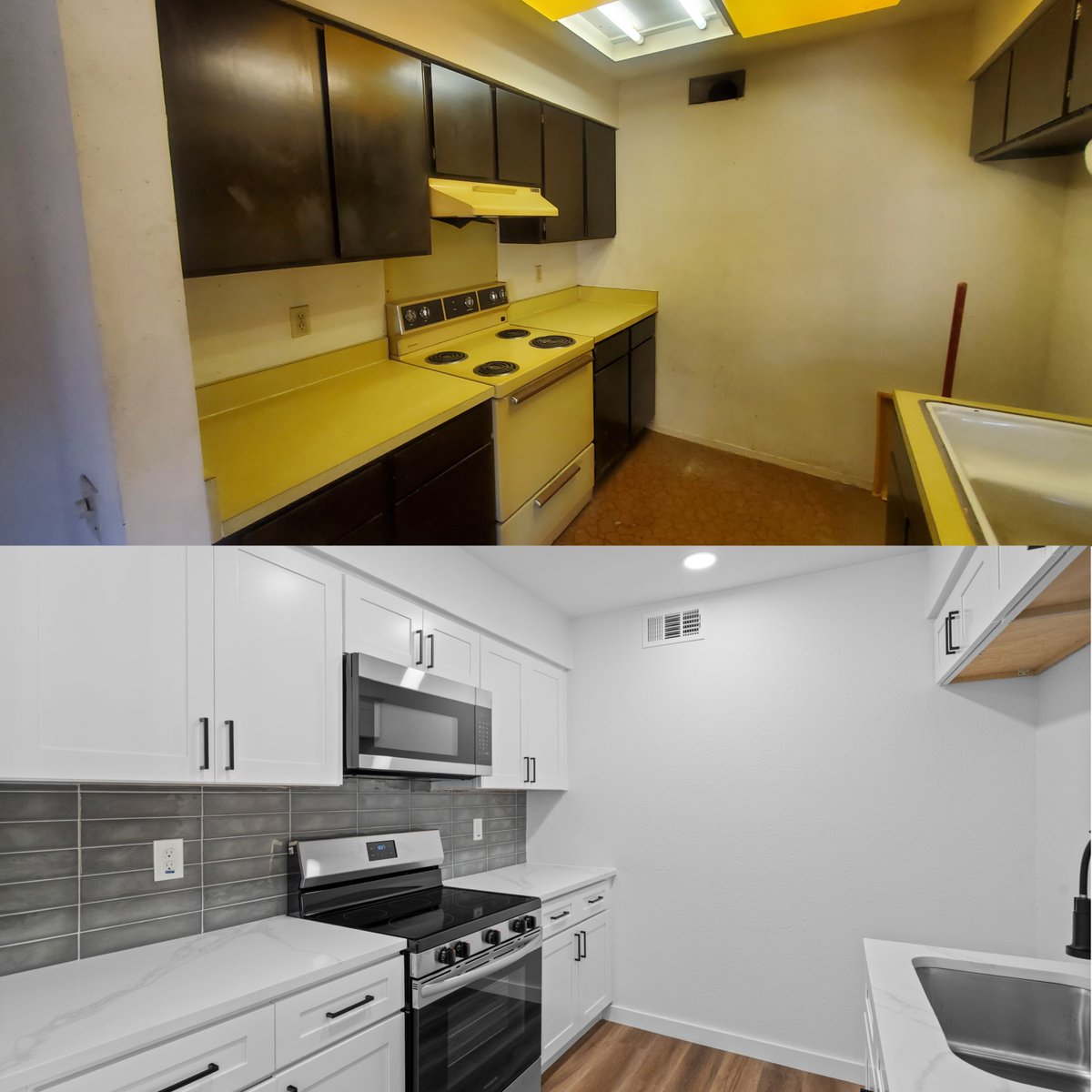 Just finished a full gut renovation on this 1973 townhome 🛠️

✅ 3 bed, 2 bath
✅ Sink no longer in the bedroom
✅ New HVAC, windows, electrical &amp; more

From original linoleum to modern + move-in ready 

#DFWRealEstate #BeforeAndAfter #FixAndFlip #RealEstateInvestor
