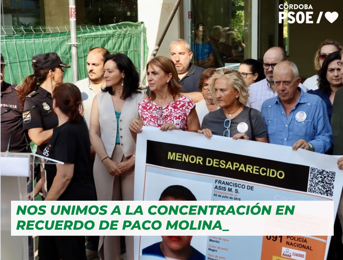 🔟 años después, sigue siendo desgarrador el dolor de la familia de Paco Molina.

Su ausencia duele y nos interpela.

🕯️ Nos comprometemos a impulsar un Estatuto Nacional de Personas Desaparecidas con rango de ley.

✊ No pararemos hasta encontrarles.