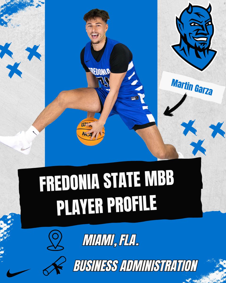 FredoniaSt_MBB's tweet image. Next up on our player profile series is senior guard Martin Garza! 🔵😈🏀