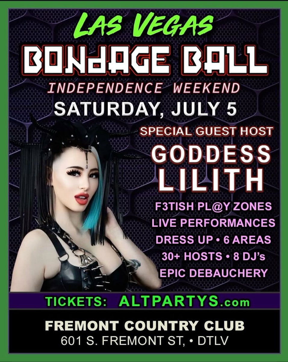 ☆The Rub PR ™☆ (@therubpr) on Twitter photo TONIGHT is the Vegas Bondage Ball hosted by <a href="/GoddessLilith66/">🔥🇮🇪GODDESS LILITH ™ 🇮🇹🔥 ✨FETISHCON ✨</a>! Don't miss THE event of the season! Be there! Deets on flyer! TONIGHT is the Vegas Bondage Ball hosted by <a href="/GoddessLilith66/">🔥🇮🇪GODDESS LILITH ™ 🇮🇹🔥 ✨FETISHCON ✨</a>! Don't miss THE event of the season! Be there! Deets on flyer!