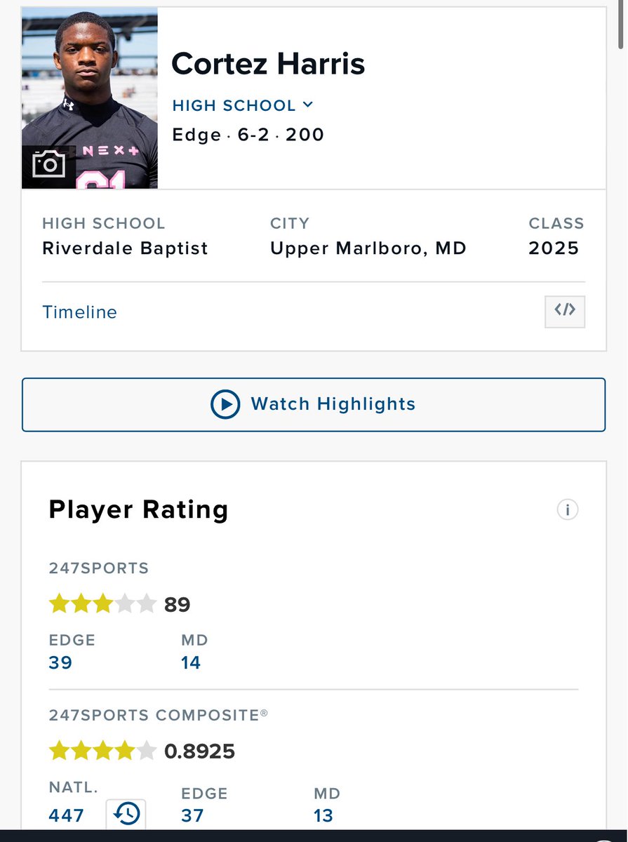 The fact <a href="/247Sports/">247Sports</a> ranked <a href="/34HARRIS_CORTEZ/">Cortez Harris</a> a 3 star is a crime against humanity. He’s going to become the next great PSU edge rusher. Cortez eats, sleeps, and breaths PSU Football