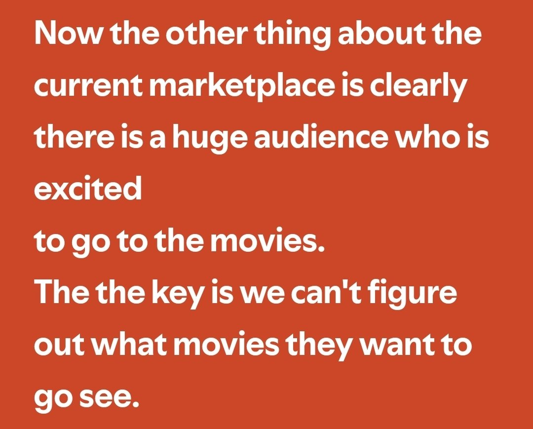 Seagull_Comics's tweet photo. @AndrewJ626 It's so refreshing to see an exec not blame the audience for a movie not doing well, or shifting the fault to "theaters are a failing model" https://t.co/kzoT65F4Ww