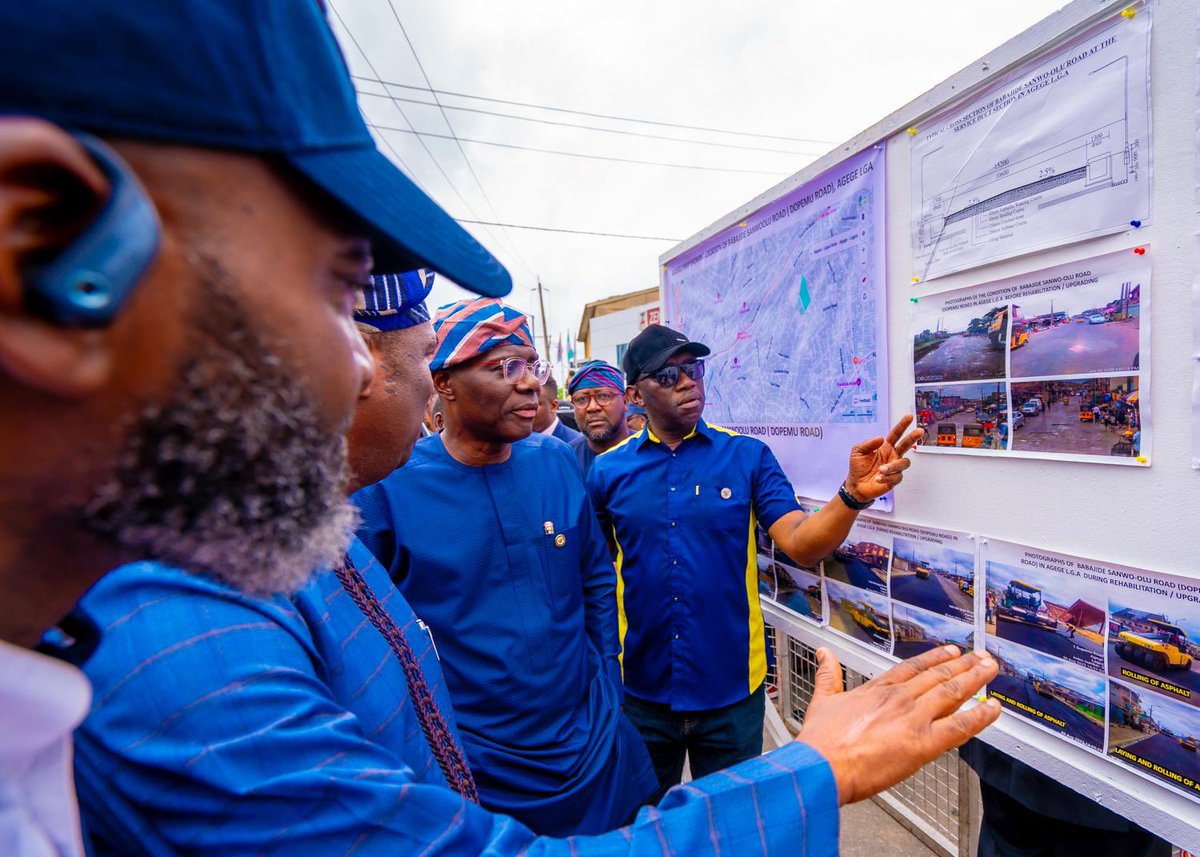 Today, we commissioned two major road projects, Abaranje Road in Igando-Ikotun and the newly named Babajide Sanwo-Olu Road in Dopemu.

Abaranje Road used to be nearly impassable. Today, it’s a completely transformed dual carriageway with proper drainage, streetlights, and