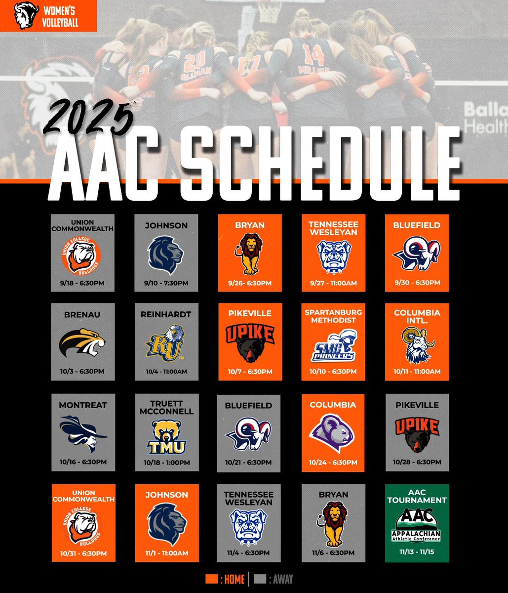 MilliganBuffs's tweet image. The 2025 @milliganvolleyball schedule has been released 🏐
Head over to Milliganbuffs.com to read all about it! 🦬
#buffnation #therightwaytoplay