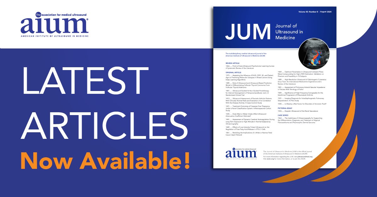 Stay Informed With the Latest in Medical Ultrasound Research! All AIUM Members can explore the AIUM Journal, your gateway to the most recent research and developments in the field, staying current with advancements in medical ultrasound. Read it here:  bit.ly/3TbrZhf