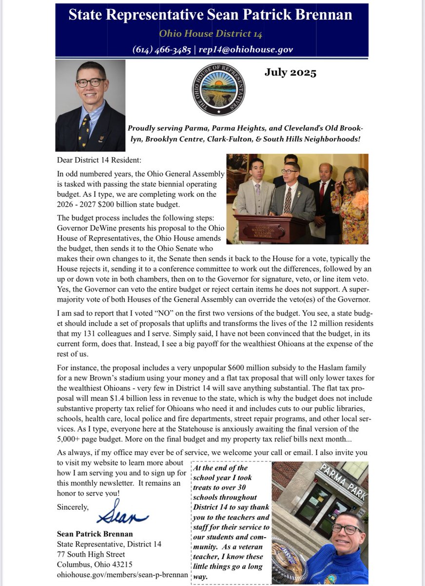 BrennanforOhio's tweet image. Enjoy my July newsletter!
It is an honor to serve you.