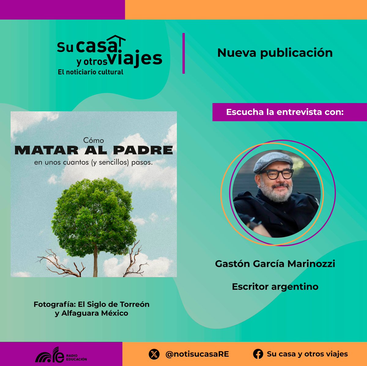 SuCasaYOtrosViajes (@notisucasare) on Twitter photo 👨👦En entrevista para #SuCasaYOtrosViajes el escritor Gastón García Marinozzi (<a href="/gastongarciam/">Gastón García Marinozzi</a>), habla su nuevo libro Instrucciones para matar al padre, publicado por el sello <a href="/AlfaguaraMex/">Alfaguara Editorial</a> 🧑🏻
Conoce los detalles aquí ⬇️
e-radio.edu.mx/Su-casa-y-otro… 👨👦En entrevista para #SuCasaYOtrosViajes el escritor Gastón García Marinozzi (<a href="/gastongarciam/">Gastón García Marinozzi</a>), habla su nuevo libro Instrucciones para matar al padre, publicado por el sello <a href="/AlfaguaraMex/">Alfaguara Editorial</a> 🧑🏻
Conoce los detalles aquí ⬇️
e-radio.edu.mx/Su-casa-y-otro…