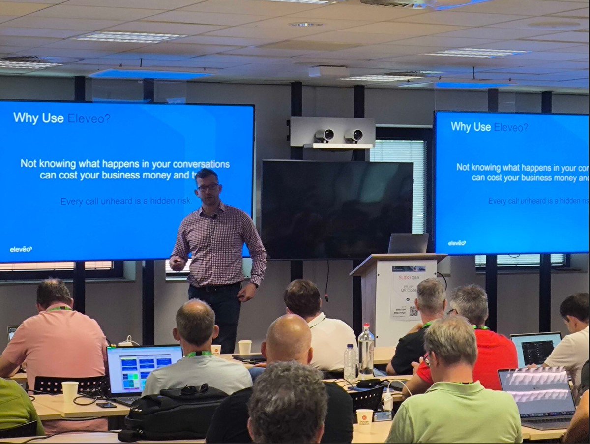 myeleveo's tweet image. Eleveo's Brad Vanner, Bogdan Jinaru and Antonin Kadlec last week at the Cisco Partner Virtual Team Event in Amsterdam. Special thanks to all who attended Antontin's session on our AI-fueled tools for Quality Management and Compliance!
#aicontactcenter #workforceoptimization