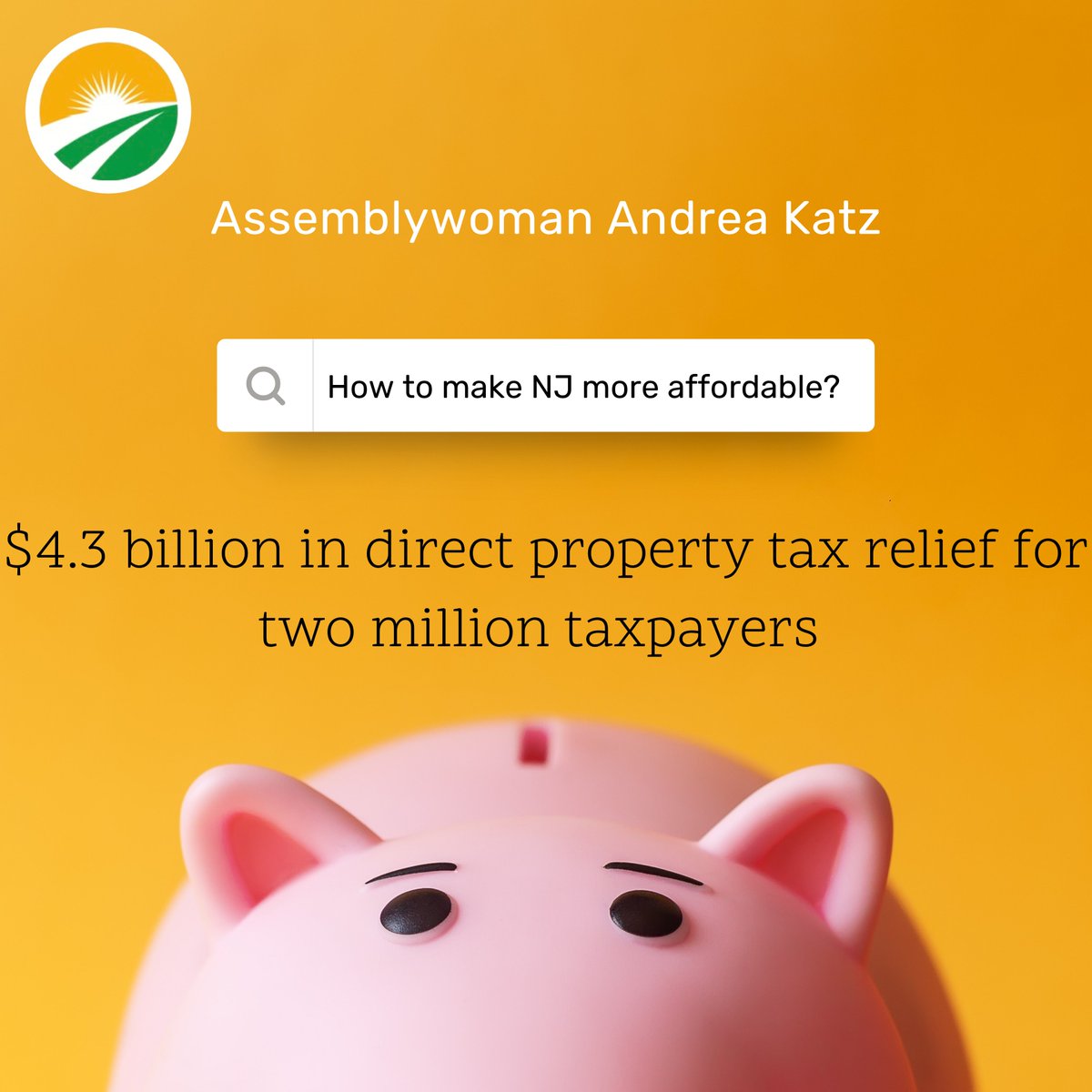 AswAndreaKatz's tweet image. The most important issue facing New Jersey is affordability. That's why this budget includes the largest property tax relief in NJ's history. This will help make our state more affordable for homeowners, renters, and our seniors.