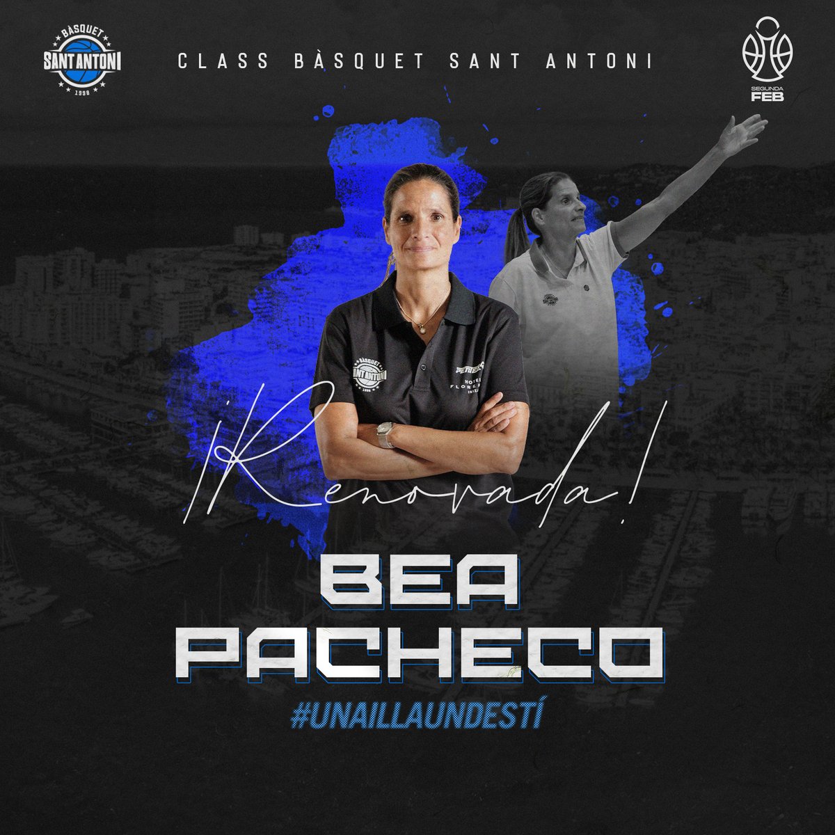 CBSantAntoni's tweet photo. 🔒🏀¡Renovaciones!🏀🔒

➡���Cris Miguel, Bea Pacheco y Marc Jàtiva renuevan como miembros del staff técnico del Class Bàsquet Sant Antoni. Josep Maria Berrocal contará con un tridente de asistentes de lujo.

🫶¡Sant Antoni está de enhorabuena! Sois parte imprescindible del proyecto 💙

#Classrentacaribiza
#OrgullDeClub
#UnaIslaEnLaGrada
#UnaIllaUnDestí
