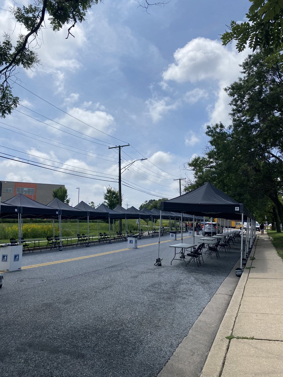 TommieClarkWBAL's tweet image. Setup is underway at Brooklyn Homes for their annual block party. It’s been two years since the mass shooting here. Today, there will also be a celebration of life festival in honor of victim Aaliyah Gonzalez. @wbaltv11