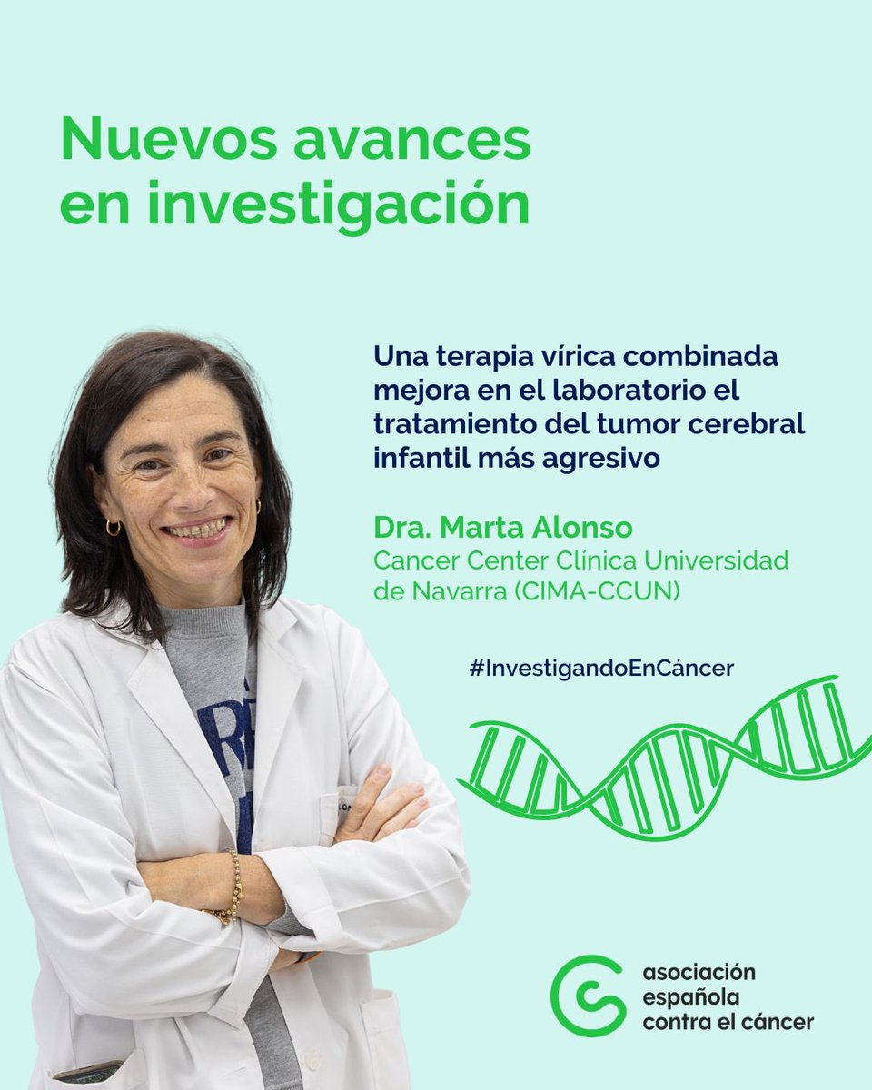 Asociación Española Contra el Cáncer ALMERÍA (@contracanceral) on Twitter photo ¡Avances en el tratamiento de un tipo de tumor cerebral infantil muy agresivo!
Enhorabuena a la Dra. Marta Alonso, y a su equipo del Cancer Center Clínica Universidad de Navarra (CIMA-CCUN)
<a href="/MagdalenCantero/">Magdalena Cantero</a> ¡Avances en el tratamiento de un tipo de tumor cerebral infantil muy agresivo!
Enhorabuena a la Dra. Marta Alonso, y a su equipo del Cancer Center Clínica Universidad de Navarra (CIMA-CCUN)
<a href="/MagdalenCantero/">Magdalena Cantero</a>
