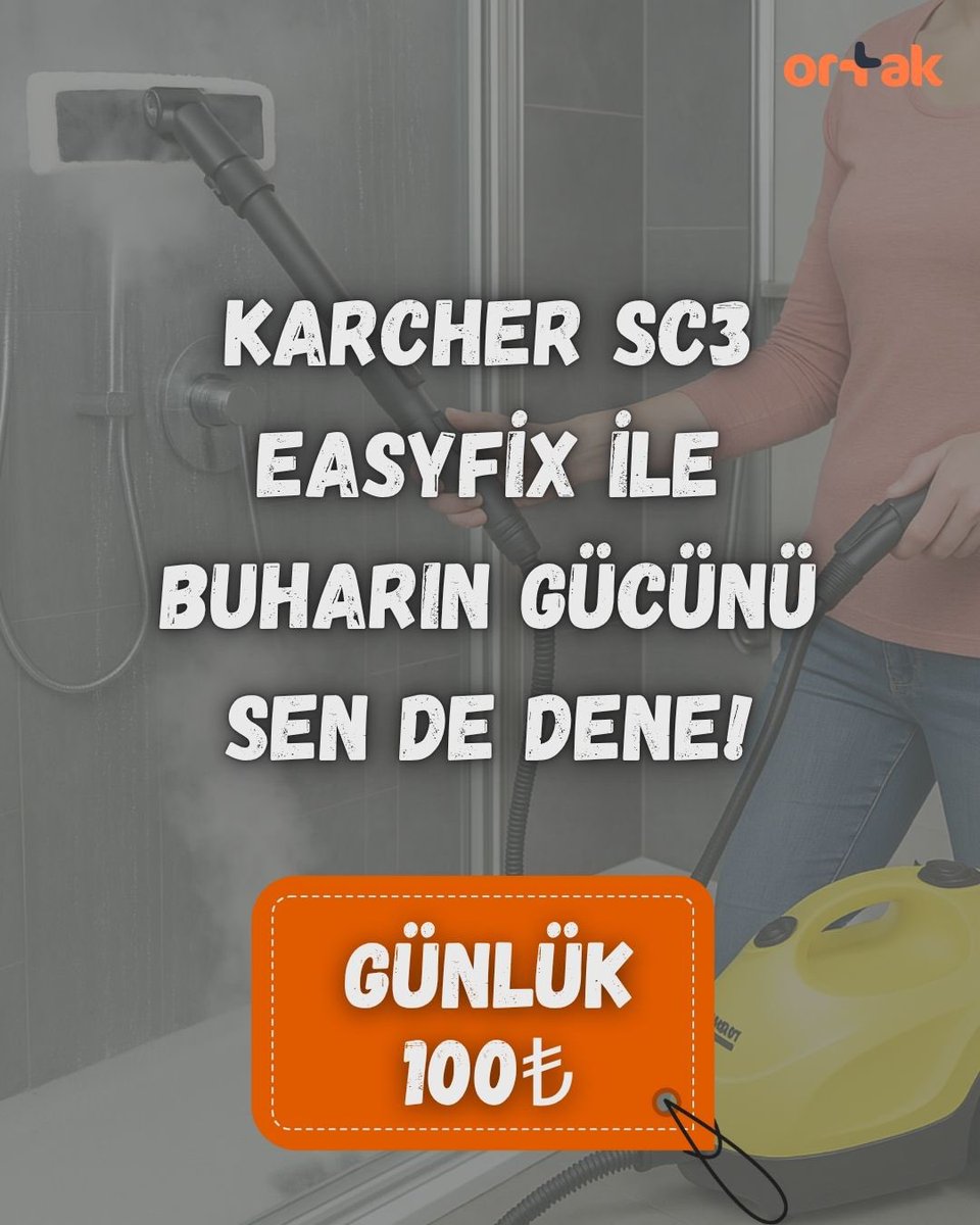 OrtakApp's tweet photo. Buharın gücüyle tanışma zamanı! Karcher SC3 EasyFix ile evindeki en zorlu kirleri bile kolayca temizle.

Günlük 100 TL'den başlayan fiyatlarla kirala, derinlemesine hijyenin keyfini çıkar.

#temizlik #karcher #buharlıtemizlik #ortak #kiralamanınpazaryeri https://t.co/jLskTfW2DA