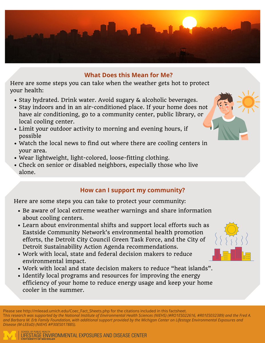 Temperatures in Detroit are forecasted to be in the 90s this holiday weekend. In our fact sheet, find information about extreme heat in Michigan, and how to stay safe. Download here: bit.ly/3GuWiN3