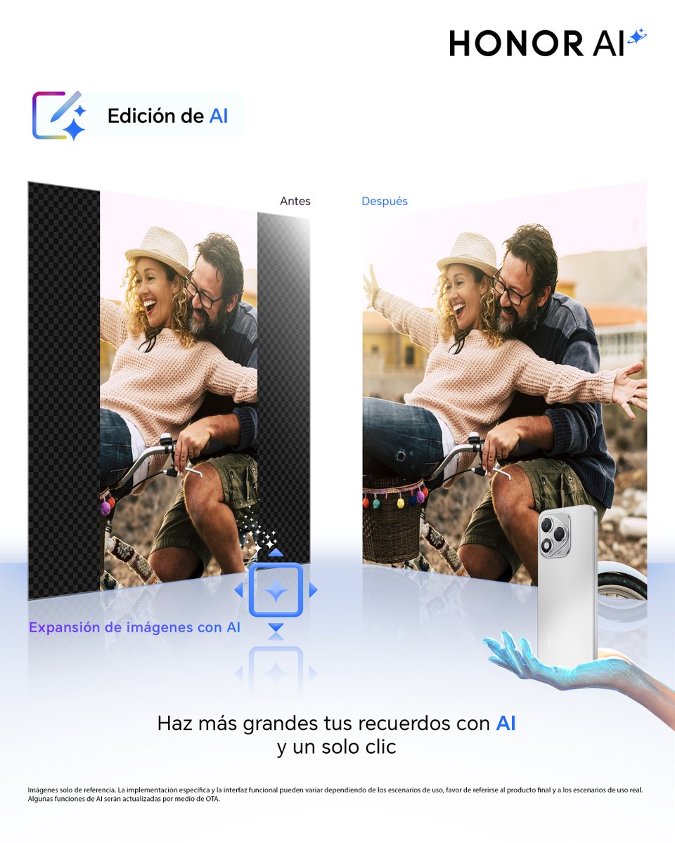 HonorColombia_C's tweet image. Gracias a la inteligencia artificial de tu HONOR puedes expandir tus fotografías y adaptarlas a cualquier medida con tan solo tocar un botón, además, puedes borrar cualquier objeto o persona indeseada de tus fotos...

#HONORAI #HONORMagicOs