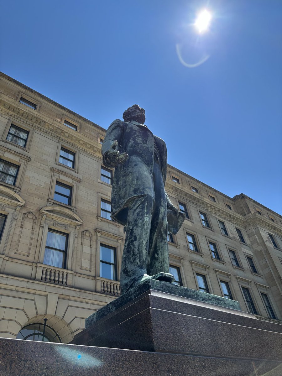 Downtown Cleveland today. Statue of Abraham Lincoln with the Gettysburg address attached below. Remembering that great battle, which my great grandfather fought in, though he was an Irish immigrant not yet naturalized. He fought so the US see “a new birth of freedom.”