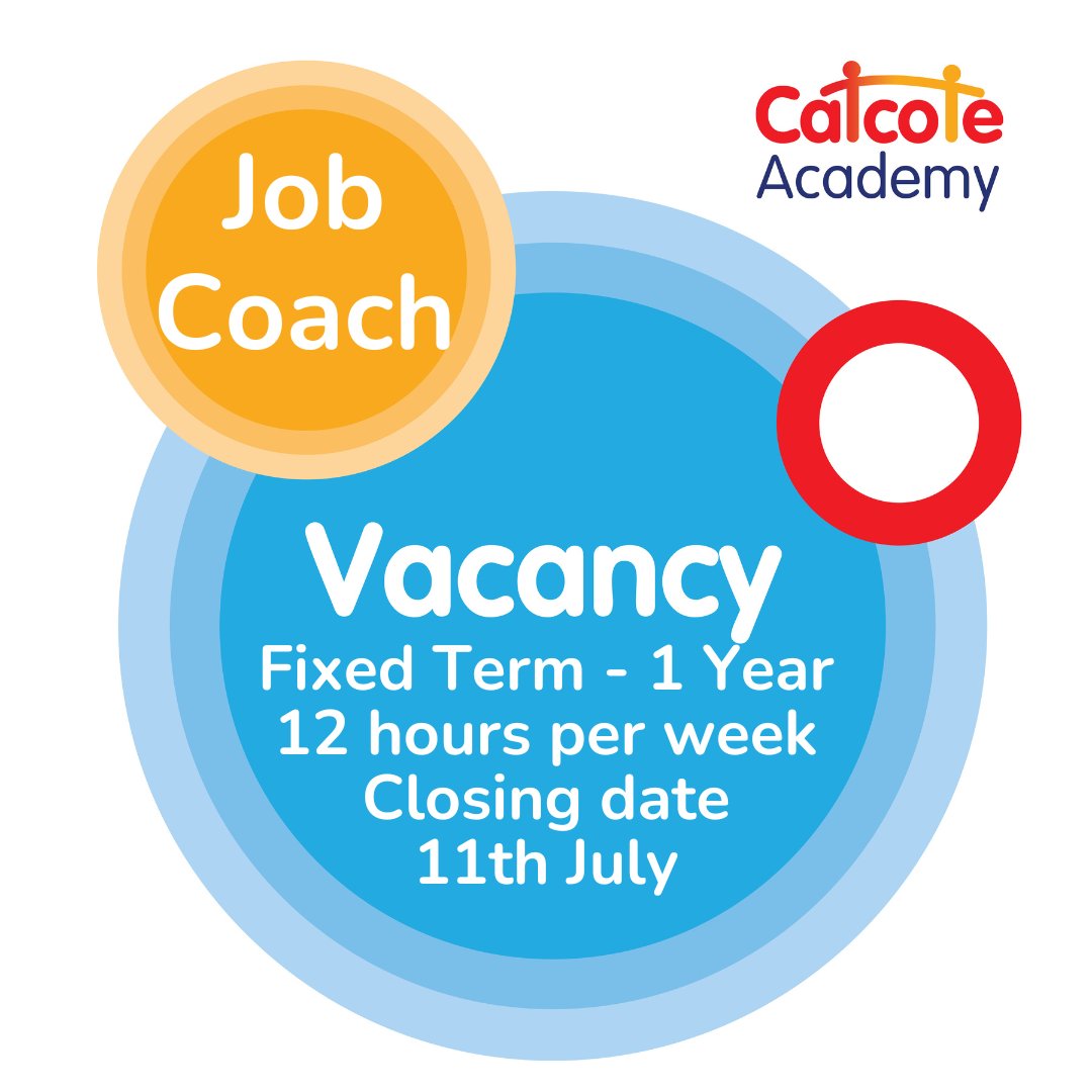 We are looking to appoint an enthusiastic &amp; passionate Job Coach to support our students to prepare them for adulthood &amp; the world of work. This role is part time (2 days per week) &amp; fixed term for 1 year.
Full details &amp; application form here.
catcoteacademy.co.uk/vacancies/
PLEASE SHARE