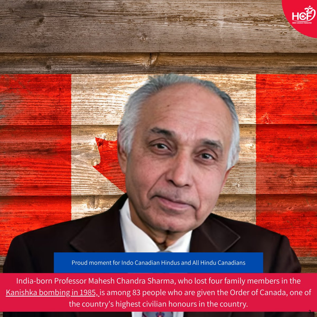 officialHinduCF's tweet image. HCF Congratulates all the recipients of the ORDER OF CANADA award and to Shri Mahesh Sharma, who lost his entire family in the Kanishka bombing carried out by associates of Canada based Khalistani extremists (CBKE) group.

Read More here:
hinducanadian.org/post/congratul…

@GGCanada…