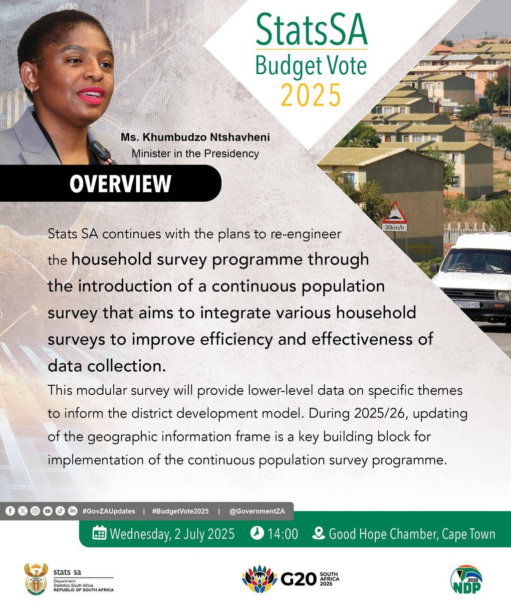 GovernmentZA's tweet photo. #StatsSA #StatsSABudgetVote #GovZAUpdates #BudgetVote2025 https://t.co/H88gaYaxBy