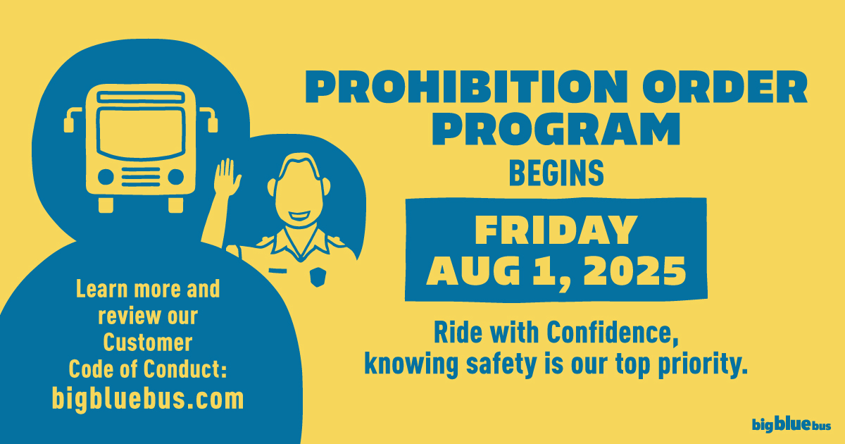 SMBigBlueBus's tweet image. At #BigBlueBus, your safety matters! 💙
We’re enhancing rider and operator security with the launch of our Prohibition Order Program.
The Prohibition Order Program enables #BBB to take stronger action in promoting public safety onboard our buses and at bus stops through the…