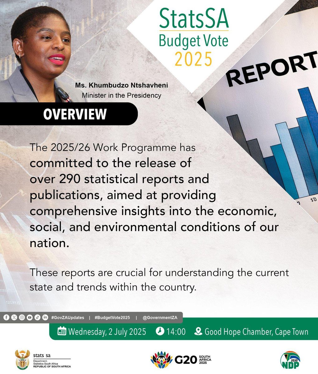 GovernmentZA's tweet photo. #StatsSA #StatsSABudgetVote #GovZAUpdates #BudgetVote2025 https://t.co/H88gaYaxBy