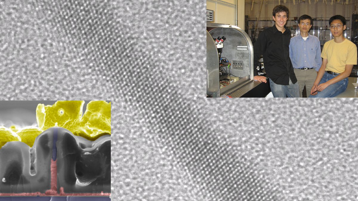 yanggroupucb's tweet photo. Historical picture of the first nanowire GAA-FET and the graduate students at the time (2005), Joshua Goldberger (prof at Ohio State) and @RongFan8  (prof at Yale University). Allon Hochbaum (prof at UC Irvine) was not in the photo. https://t.co/KeY7Uv5VIP